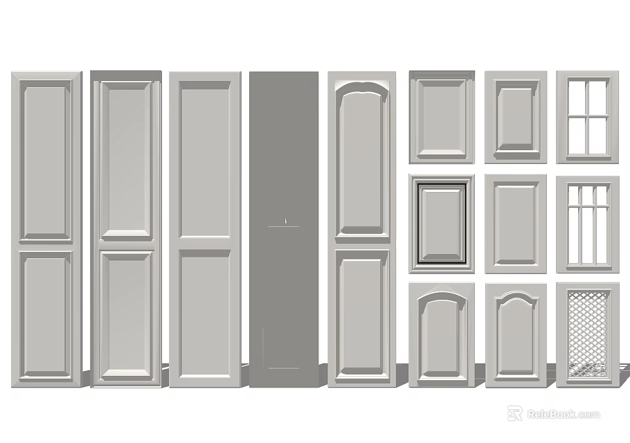 Various Styles Of Interior Doors With Different Panel And Glass Designs 3d model 
