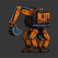 Orange Blue Mechanical Robot With Detailed Design And Mechanical Arm Tracked Legs
