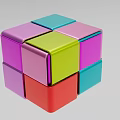 Colorful Rubik's Cube Shaped Decorative Ornament Set With Vibrant Block Combination