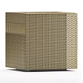 Modern Woven Bedside Table With Gold Textured Surface And Storage Drawer 3d model