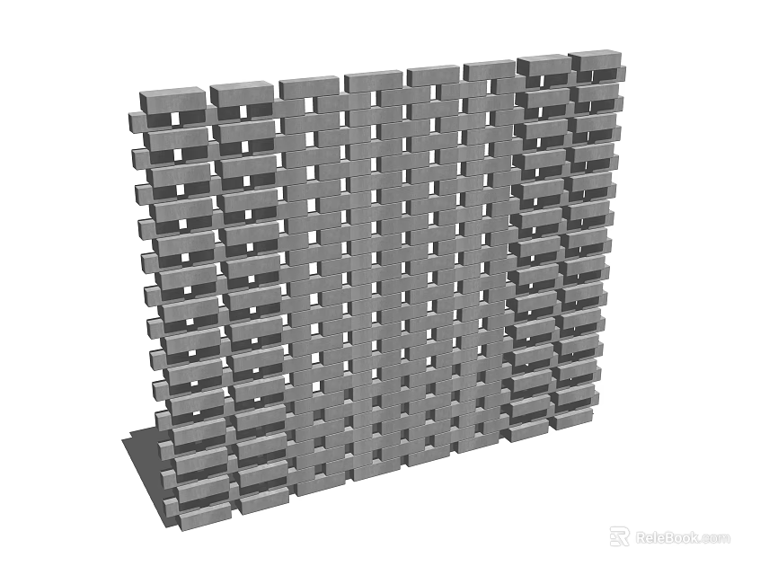 Gray Grid Modular Partition Design For Interior Space Divider And Decor 3d model