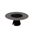 Round Modern Dining Table With Black Marble Top And Wooden Frame 3d model