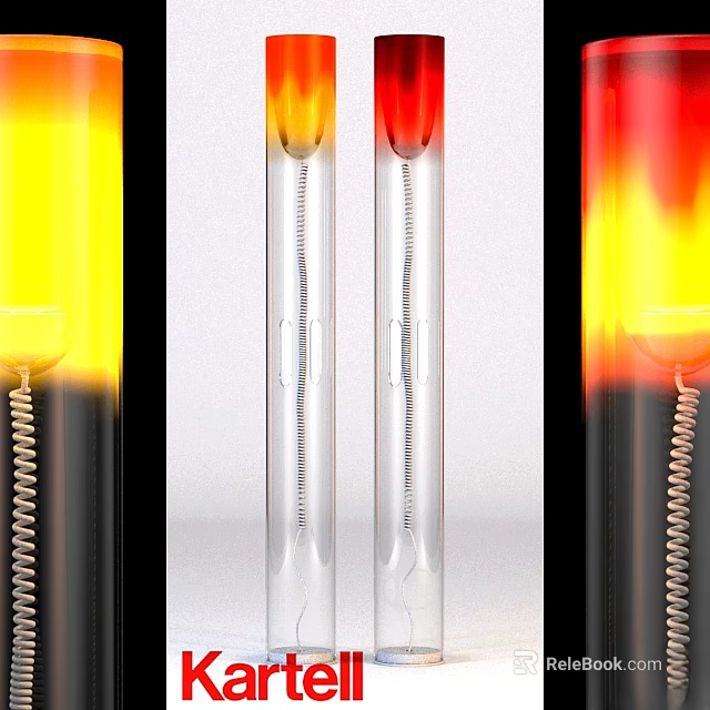 Stylish Modern Floor Lamp With Transparent Tube And Colorful Warm Light 3d model 