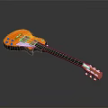 Orange Electric Guitar With White Details And Black Neck For Daily Music Life
