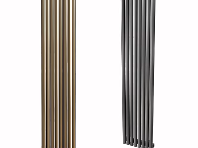 Modern Vertical Metal Radiators in Golden and Gray Finishes for Home Interior Design 3d model