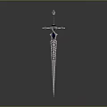 Ornate Decorative Sword With Blue Gem Hilt And Intricate Silver Blade Design 3d model