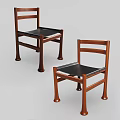 Modern Wooden Leisure Chair With Slatted Backrest Black Cushion And Tapered Legs Design