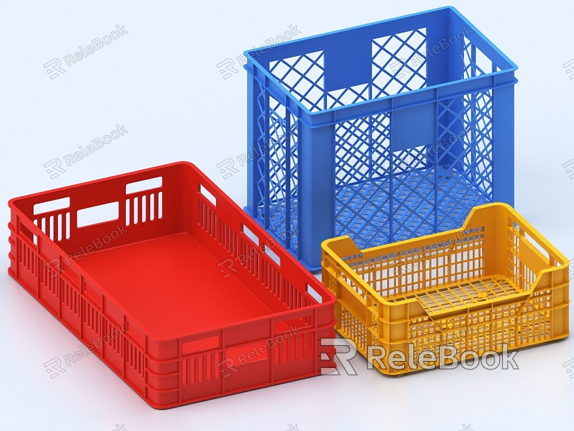 Turnover Box Freight Box Transportation Box Transfer Box Storage Basket Plastic Basket Milk Box model