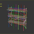 Multi Level Scaffolding Equipment With Metal Frames And Wooden Planks
