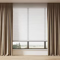 Beige Velvet Curtains With White Blinds For Window In Bright Interior