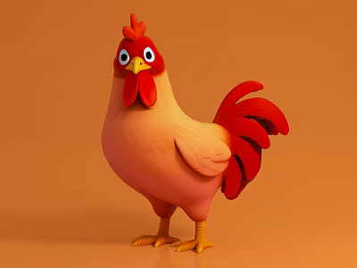 Cartoon Reptile Lizard With Red Crest And Yellow Feet On Orange Background 3d model Cartoon Reptile Lizard With Red Crest And Yellow Feet On Orange Background 3d model