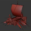 Viking Style Playground Equipment With Decorative Dragon Pattern Red White Sail And Spears