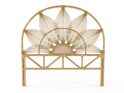 Bohemian Rattan Headboard With Arch Shaped Lotus Petal Woven Natural Design 3d model