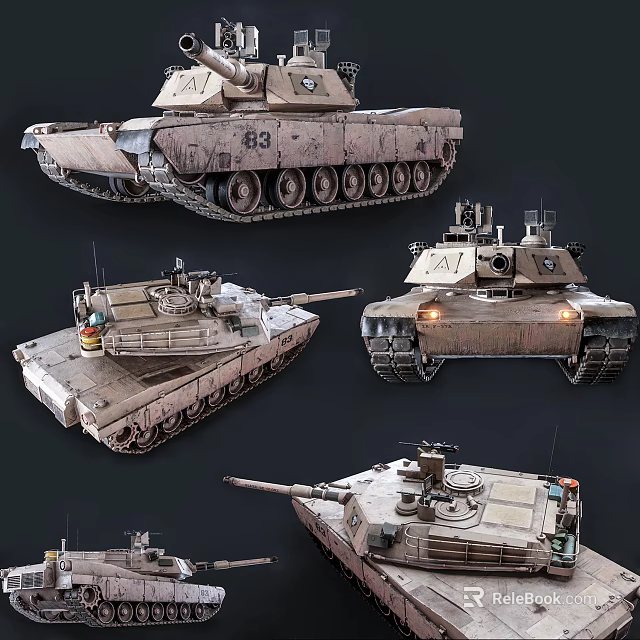 Detailed Military Tank Models Showcasing Turret Tracks And Armor From Multiple Angles 3d model 