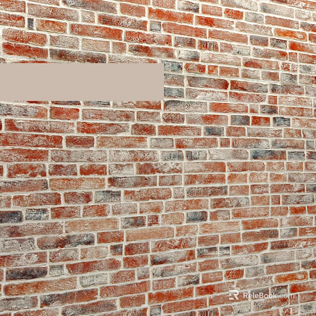 Rustic Brick Wall With Red And Gray Bricks Natural Distressed Texture 3d model 
