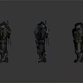 Multiple Sci Fi Armored Characters With Diverse Armor Styles And Poses