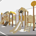 Fun Wooden Playground with Slides Climbing Walls and Playhouses for Kids