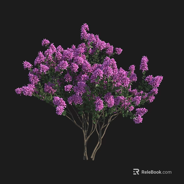 Vibrant Blooming Arbor With Purple Flowers And Green Foliage In Garden 3d model 