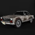 Rusted Vintage Mercedes Convertible Car With Classic Exterior And Old Design