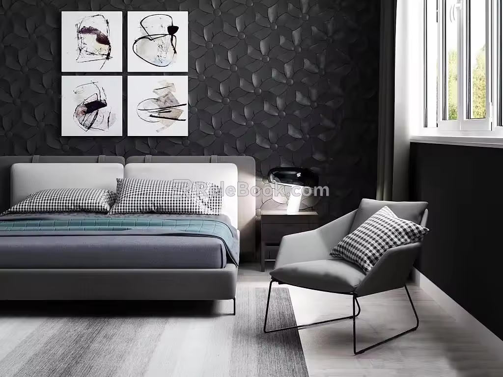 Background double bed 3d model