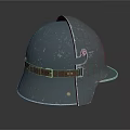 Shiny Silver Metallic Helmet With Brown Leather Strap And Reflective Surface 3d model