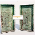 Old Green Wooden Swing Doors With Weathered Texture And Classic Design