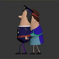 Cartoon Game Movie Characters Chef With Red Headband Blue Apron And Police Officer In Uniform