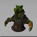 Anthropomorphic Crocodile Warrior Character With Metallic Armor And Green Skin