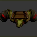 3D Mythical Creature Character With Green Skin Armor And Glowing Arms Design