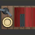 Red Roof Dog House With Pet Feeder Bowl And Dog Bone On Wooden Base