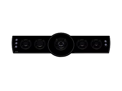 Contemporary Black Kitchen Range Hood With Multiple Control Knobs And Sleek Design 3d model