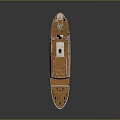 Vintage White Hull Ship With Red Bottom Upper Deck And Masts On Reflective Surface 3d model