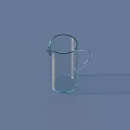 Transparent Glass Wine Decanter With Handle And Spout On Light Blue Background Shadow