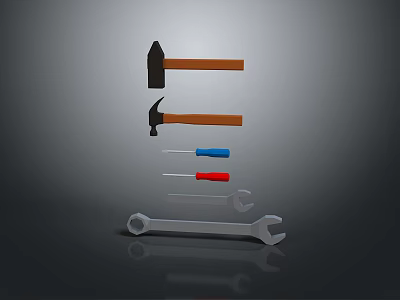 Tool set tool wrench screwdriver hammer household tool simple tool 3d model