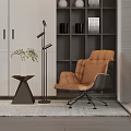 Modern Single Sofa Leisure Chair Side Floor Lamp Combination 3d model