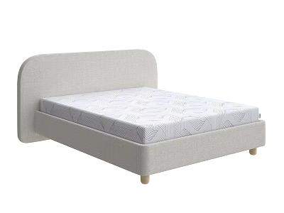 Modern Minimalist Double Bed With Light Gray Fabric Curved Headboard And White Diamond Pattern Mattress 3d model