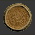 Hand Carved Wooden Basket With Intricate Woven Texture Round Artisan Design