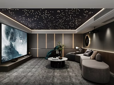 modern video room video hall 3d model