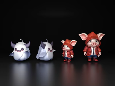 Pig Q Cartoon Pig Cute Piggy Cartoon Personification Ghost Cartoon Little Ghost Cartoon Genie Creator Toy Decorations Cartoon 3d model