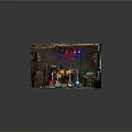 Home Music Room Setup With Audio Equipment Colorful Lights And Musical Instruments