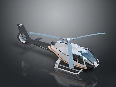 Modern Helicopter With Sleek White Black Exterior Aerodynamic Rotors And Cockpit Windows 3d model