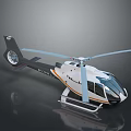 Modern Helicopter With Sleek White Black Exterior Aerodynamic Rotors And Cockpit Windows