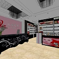 Cosmetics Specialty Store Interior With Display Shelves Counter Product Displays And Bright Lighting