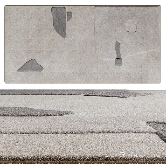 Square Area Rug With Light Gray Tones And Abstract Shapes 3d model