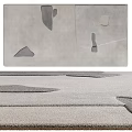 Square Area Rug With Light Gray Tones And Abstract Shapes 3d model