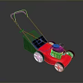 Red Hand Push Lawn Mower With Black Handle Grass Collector And White Wheels