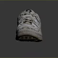 White Casual Sneakers With Red R Logo Hand Painted Patterns And Worn Sole