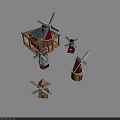 Colorful Wooden Garden Ornaments With Windmills And Small Houses In Various Styles