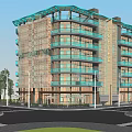 Modern Hotel Building Exterior With Glass Curtain Wall Balconies And Greenery
