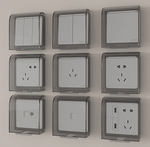 Modern switch socket waterproof switch socket box 3d model